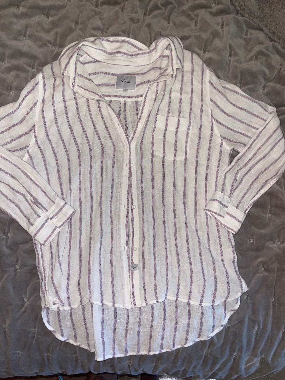 Rails Charli Stripe Long Sleeve Button Down Shirt large linen